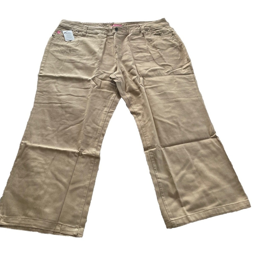 Woman Within Size 28W Khaki Tan 5 Pocket Jeans Wide Leg Jeans